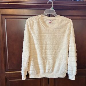 No Boundaries Off-White Textured V-Neck Sweater